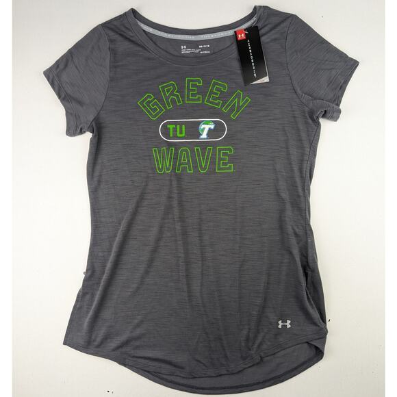 Under Armour Tulane University Green Wave Logo Women's Threadborne Tee - Medium - Picture 1 of 4